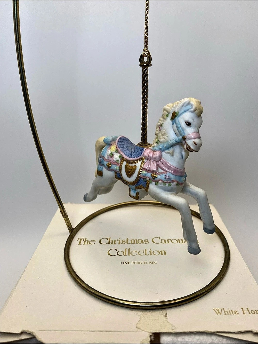 Lenox White Horse Ornament - The Christmas Carousel Collection
